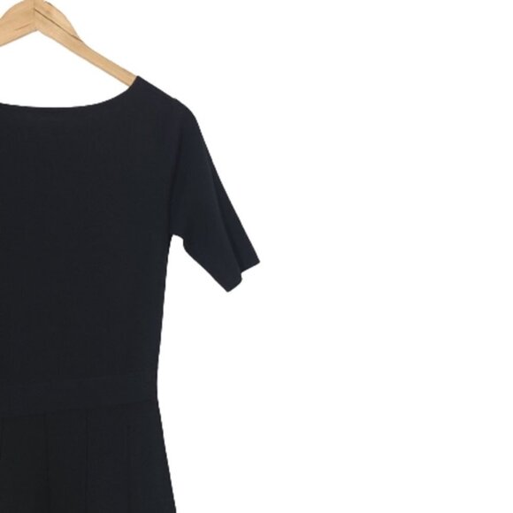 CLUB MONACO Black Short Sleeves Fit-n-Flare Knit Sweater Dress Women's Size S - Picture 9 of 13